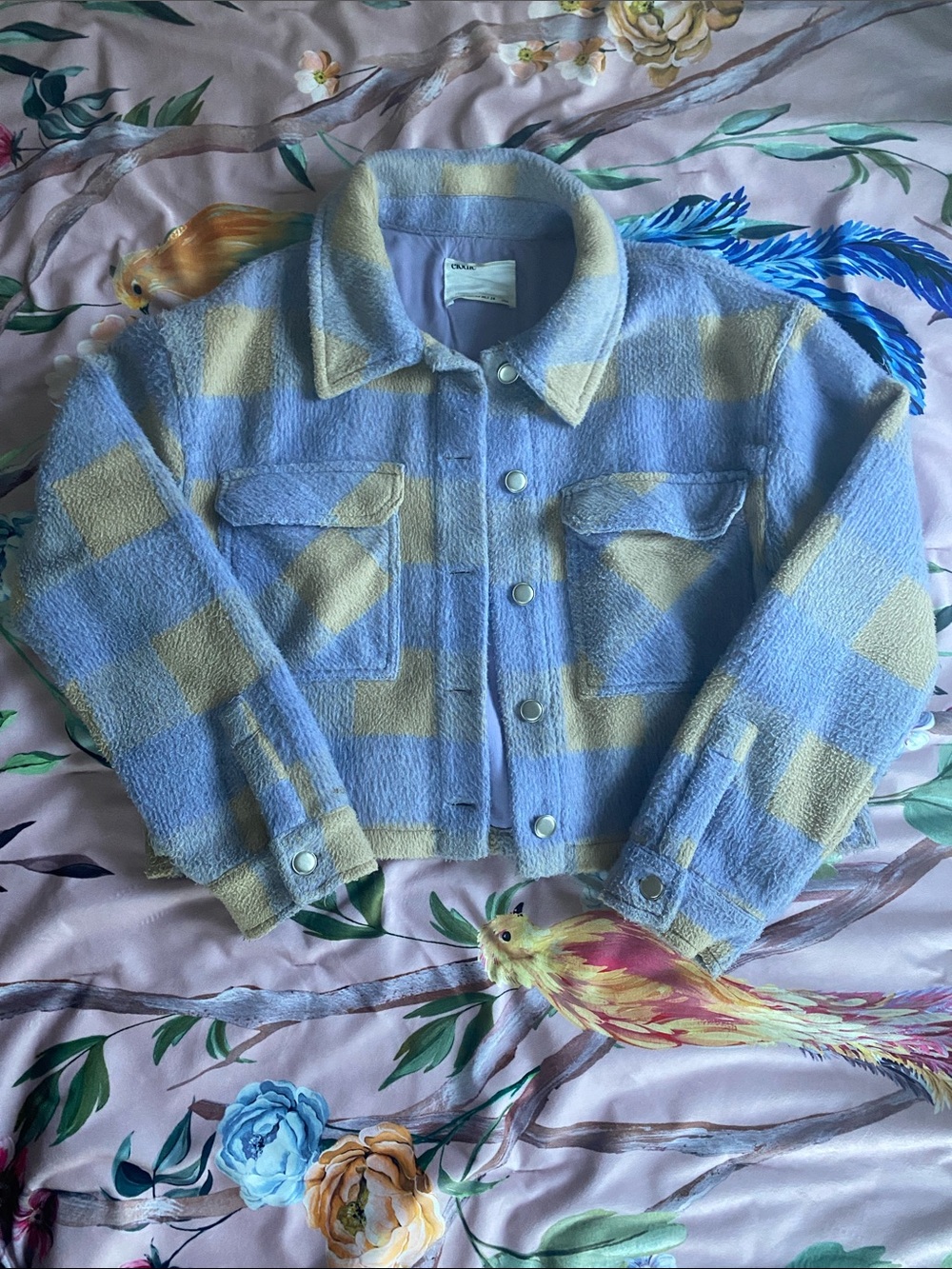 Cozy Lilac & Cream Checkered Sherpa Jacket